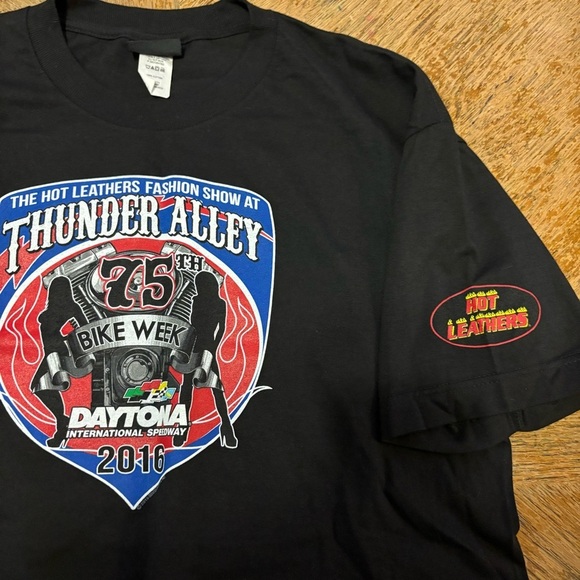 75th Annual Bike Week 2016 Daytona Beach FL Men's T-Shirt Sz Large Hot Leathers - Picture 4 of 6